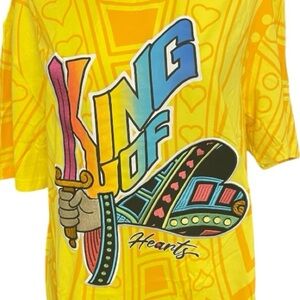Vibrant Yellow King of Hearts Streetwear Tee by Genuine Authentic NWT